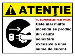Placuta nu suprasolicitati priza poate produce un incendiu
